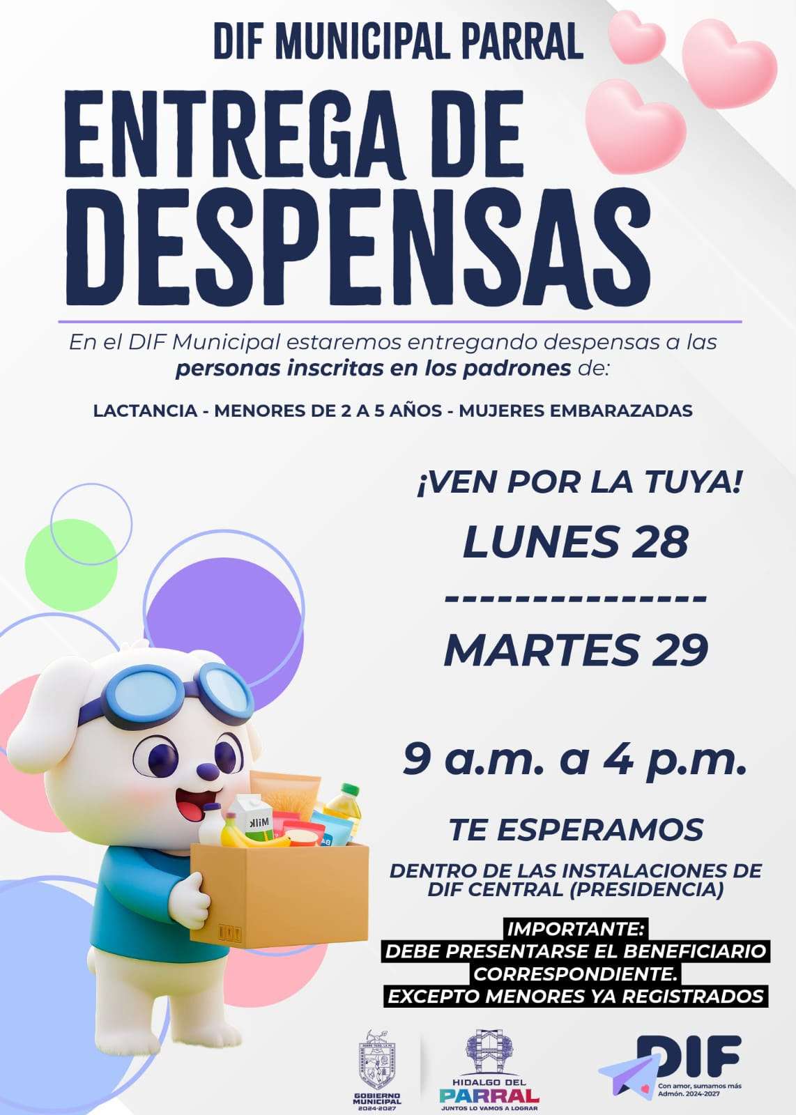 Informa DIF Municipal jornada de entrega de despensas
